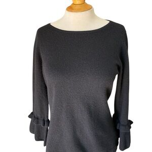 NEW CASHMERE CHARTER CLUB LUXURY: black blouse cashmere sweater.